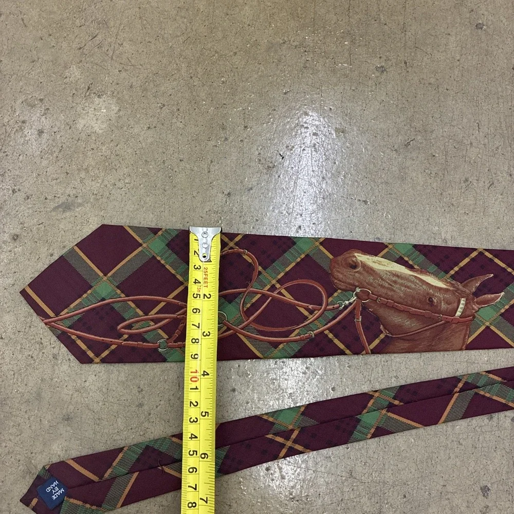 Vintage Equestrian Rare Polo Ralph Lauren Horse Graphic Silk Handmade Tie